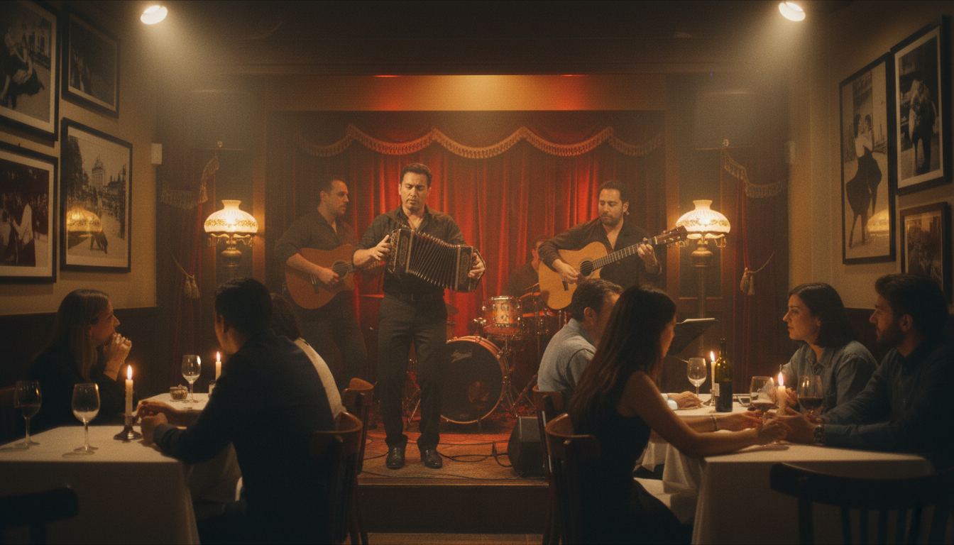 Live tango performance at La Parrilla